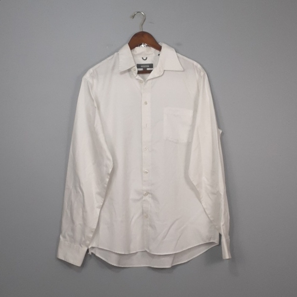 Kenneth Cole Men's Non Iron White Button Down Collared Shirt